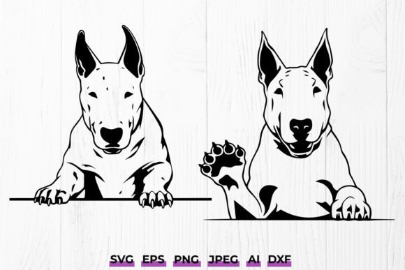 English Bull Terrier Peeking Dog SVG