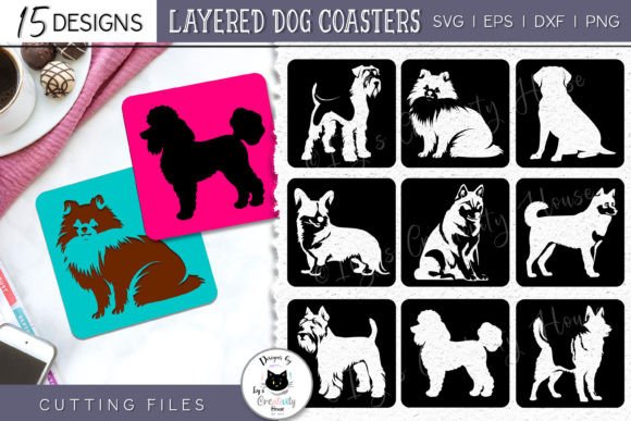 Layered Dog Coasters Dog SVG Bundle