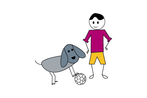 Stick Boy Playing with Stick Dog